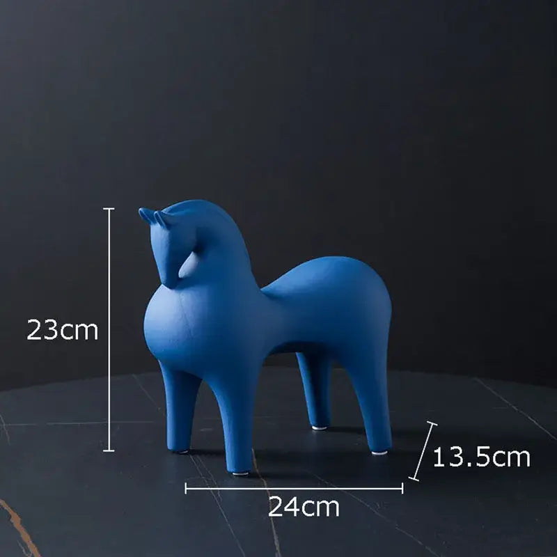 Blue Ceramic Horse Sculpture