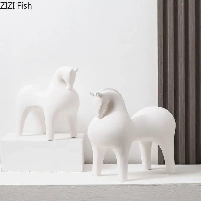 Blue Ceramic Horse Sculpture