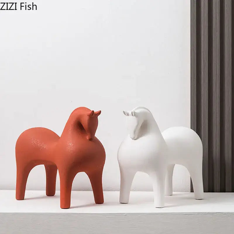 Blue Ceramic Horse Sculpture