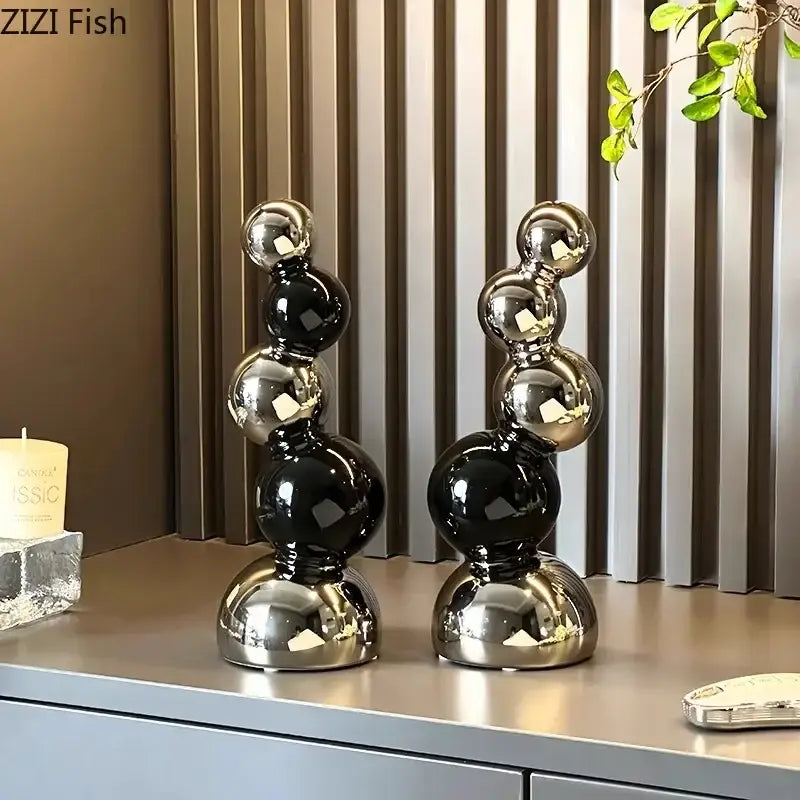 Silver Ceramic Abstract Sculpture