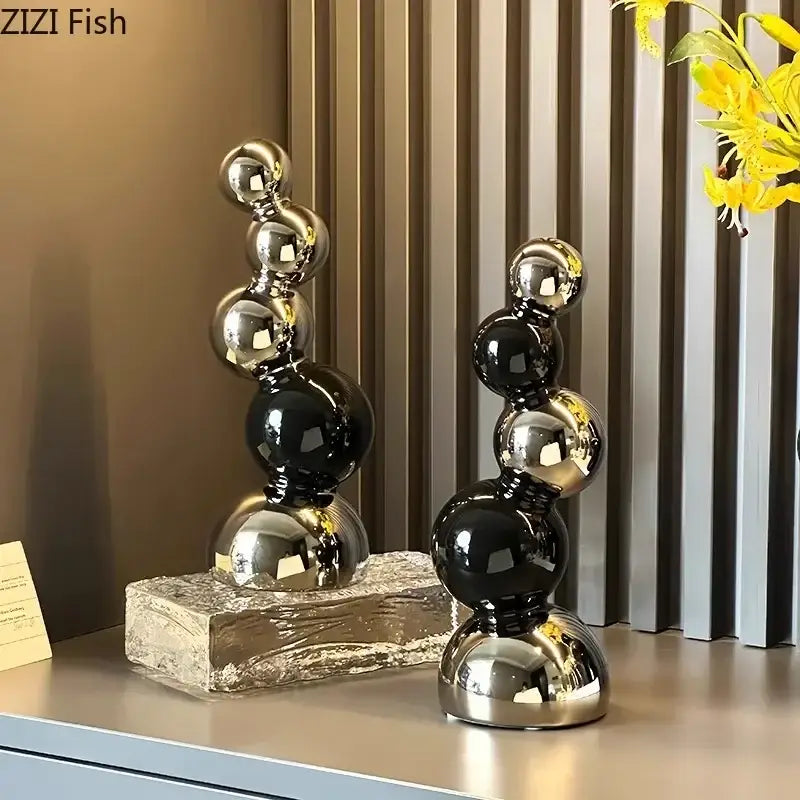 Silver Ceramic Abstract Sculpture