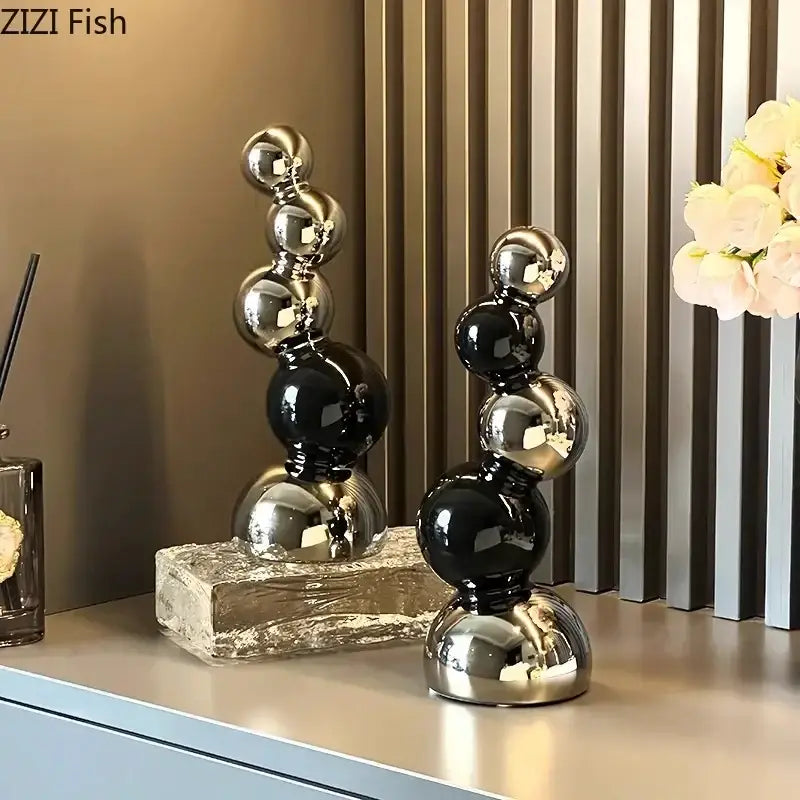 Silver Ceramic Abstract Sculpture