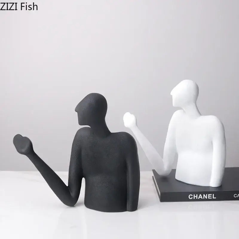 Black White Abstract Resin Sculpture
