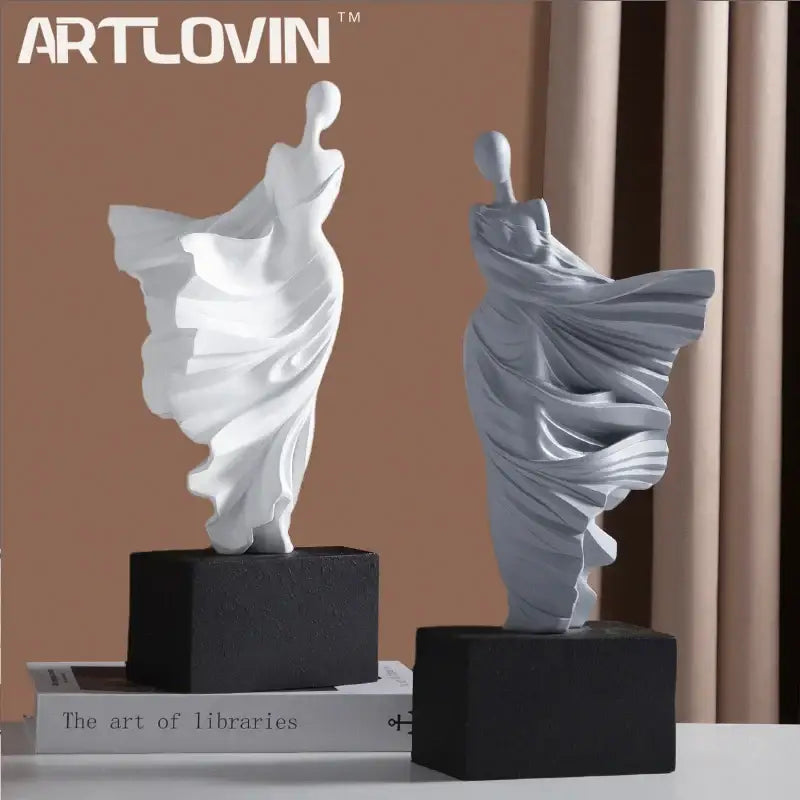 Gray Resin Dancer Sculpture