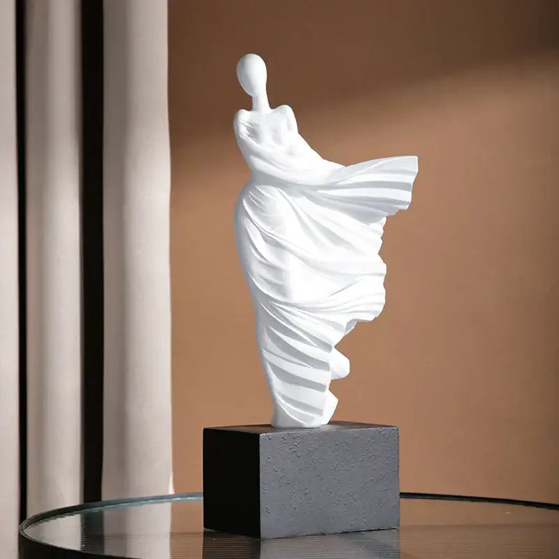Gray Resin Dancer Sculpture