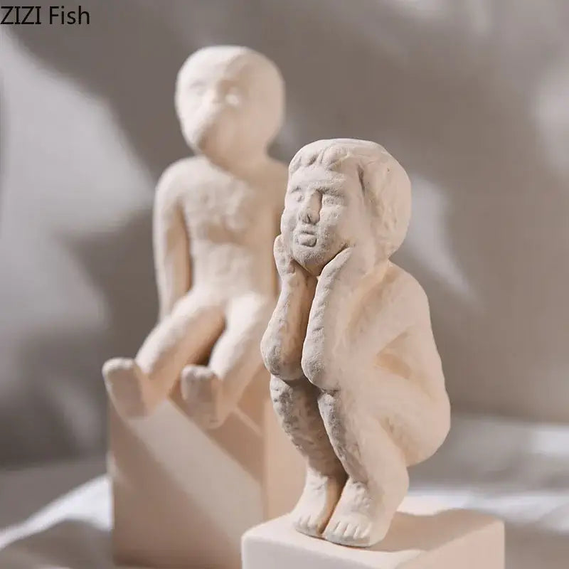 White Ceramic Family Sculpture