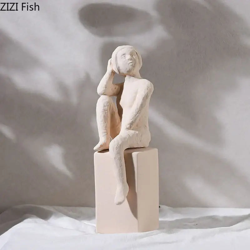 White Ceramic Family Sculpture
