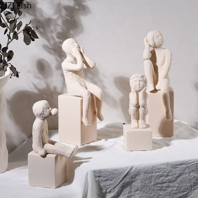 White Ceramic Family Sculpture