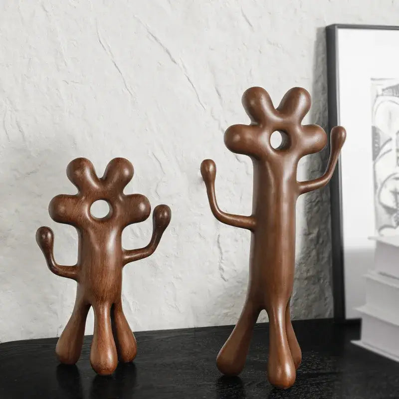 Brown Wooden Abstract Figurines