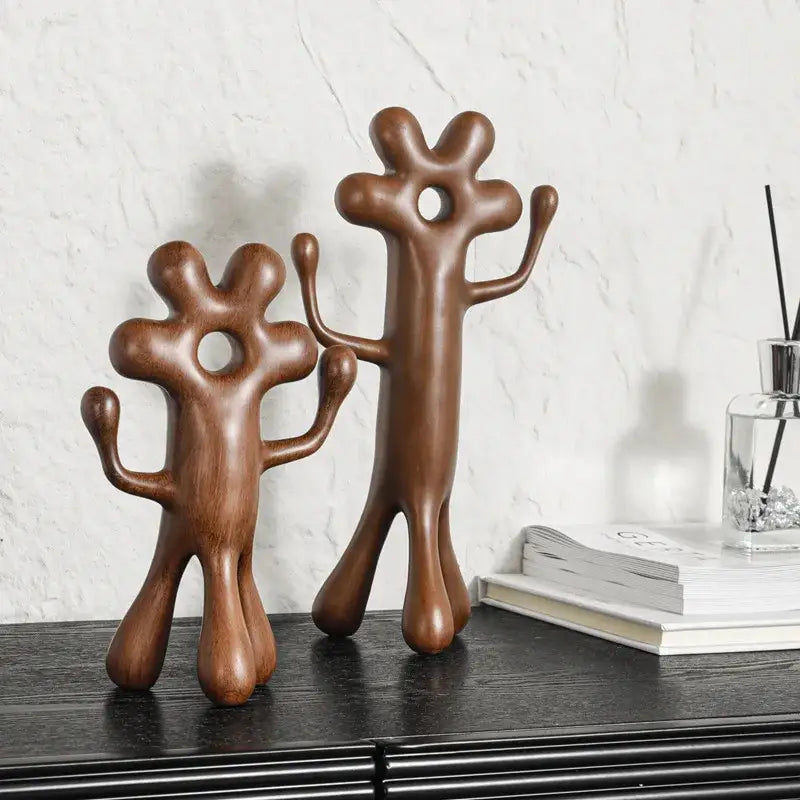 Brown Wooden Abstract Figurines