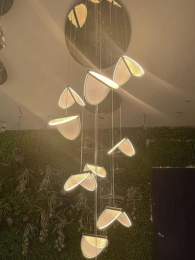 Metallic Mesh Stair Chandelier