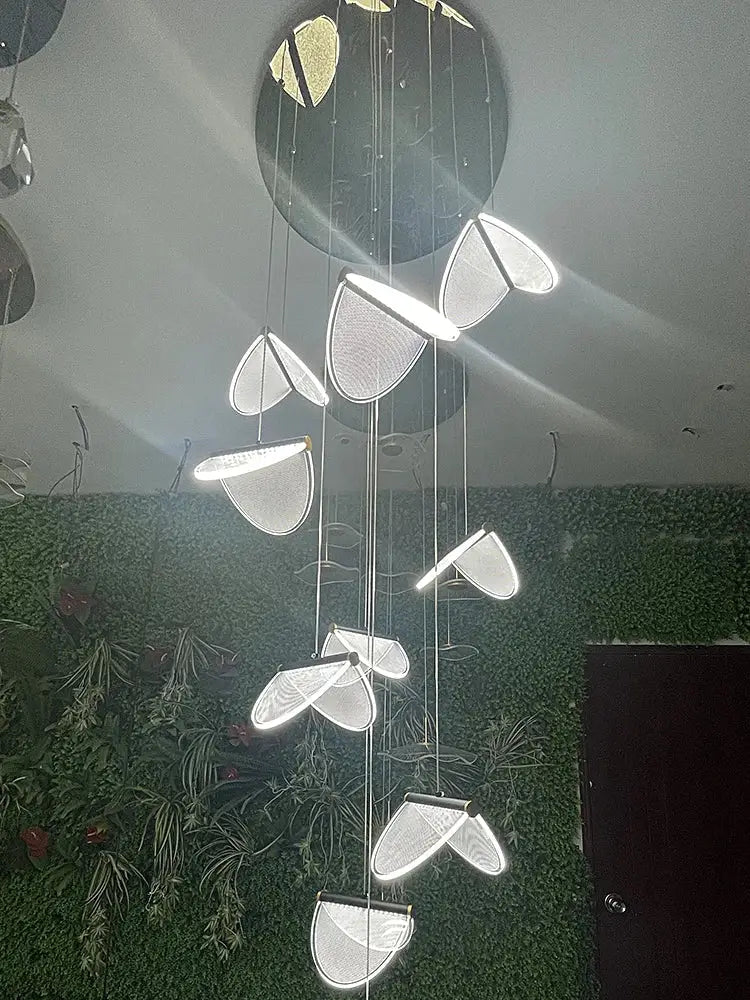 Metallic Mesh Stair Chandelier