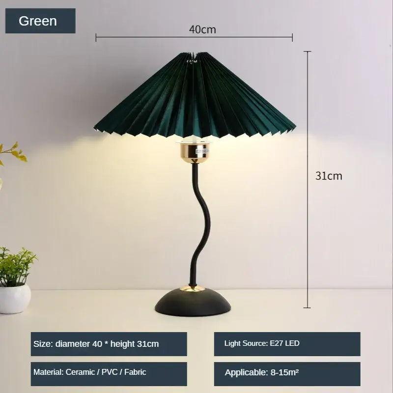 Cream Gold Pleated Table Lamp