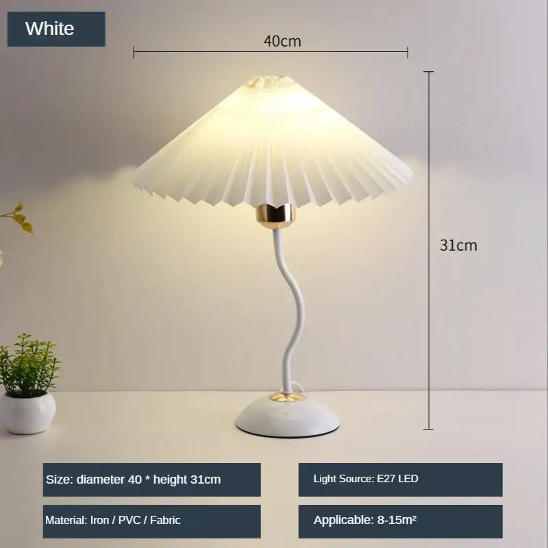 Cream Gold Pleated Table Lamp