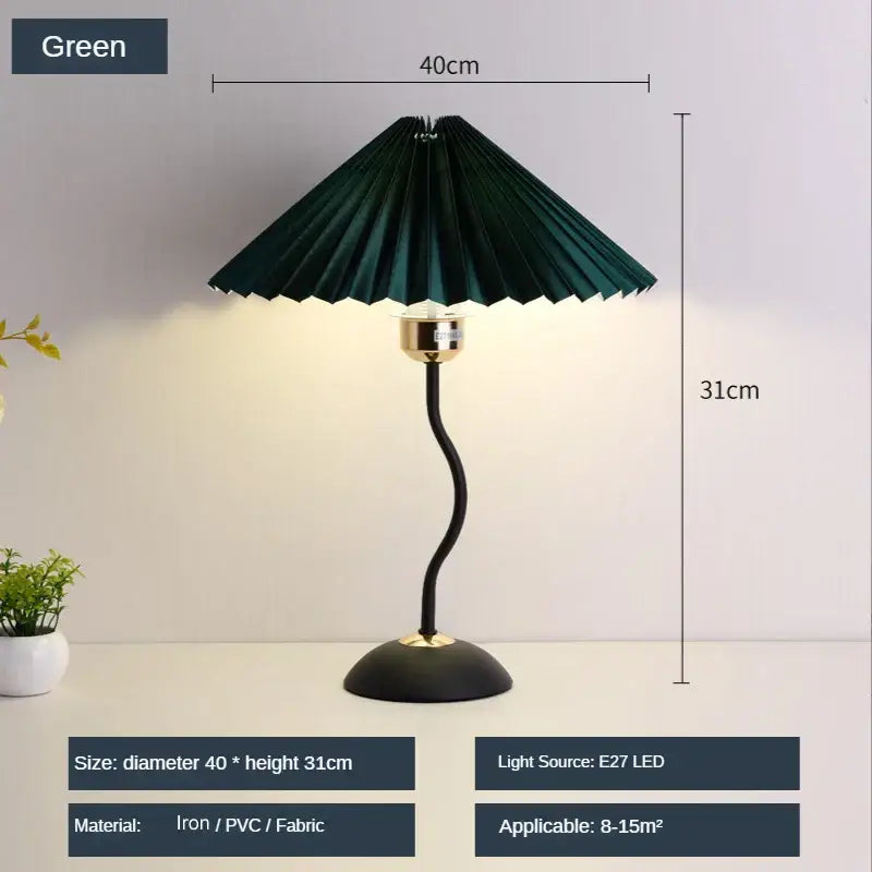 Cream Gold Pleated Table Lamp