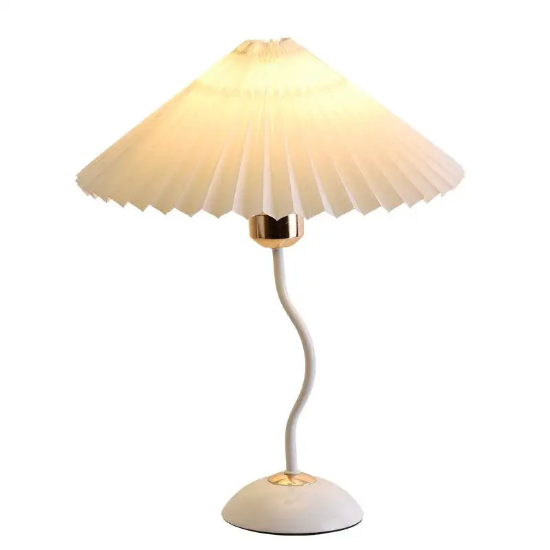 Cream Gold Pleated Table Lamp