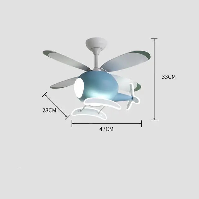 Blue Helicopter Chandelier Fan