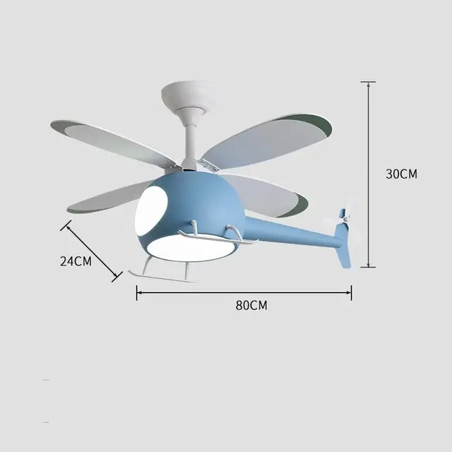 Blue Helicopter Chandelier Fan