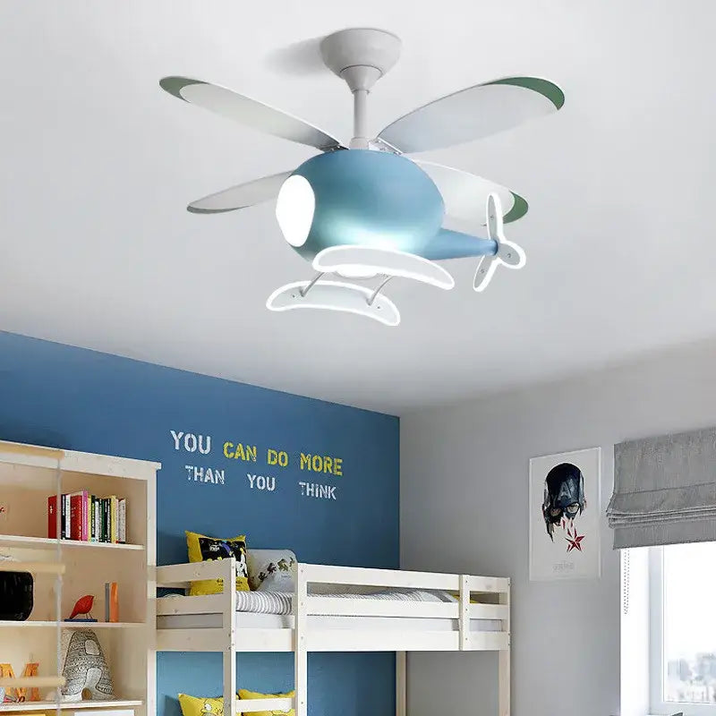 Blue Helicopter Chandelier Fan