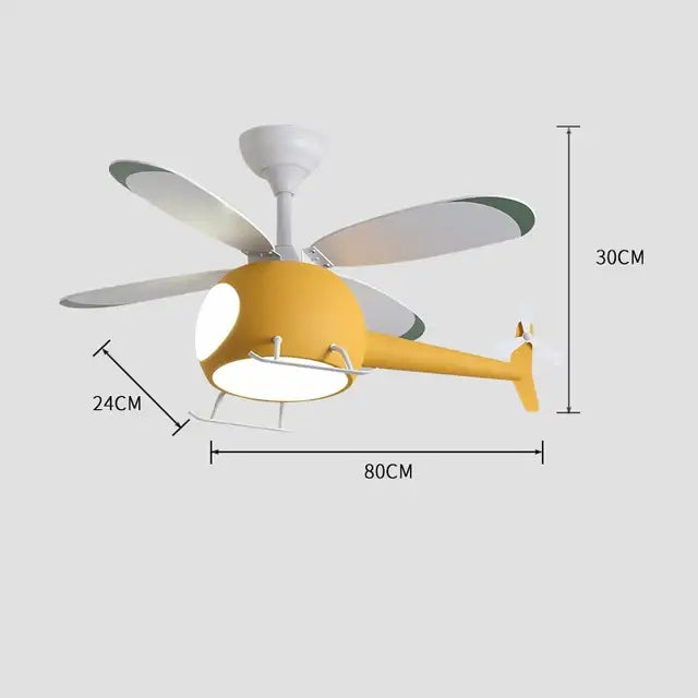 Blue Helicopter Chandelier Fan