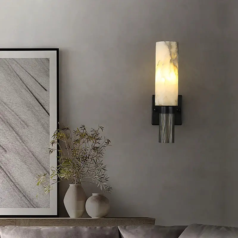 Onyx Copper Wall Sconce 34cm Marble