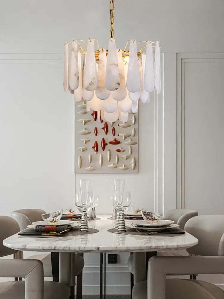 White Alabaster LED Chandelier