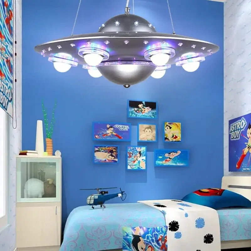 Blue Iron UFO Chandelier