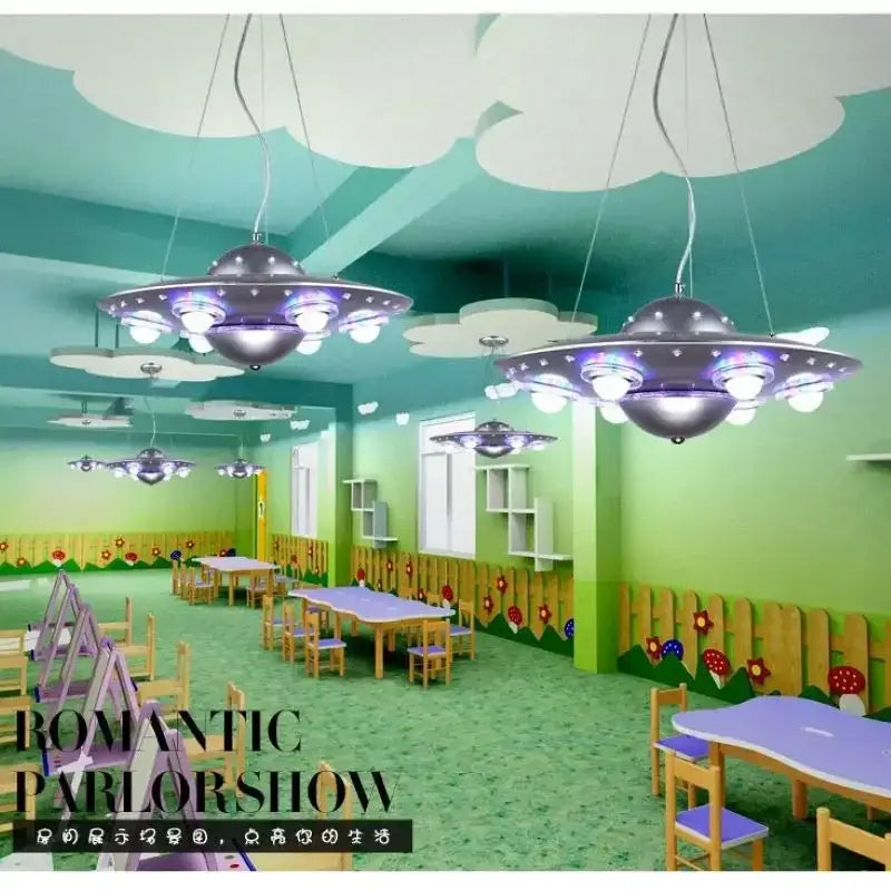 Blue Iron UFO Chandelier