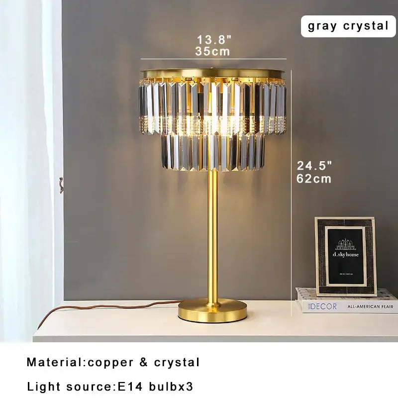 Gold Brass Crystal Floor Lamp