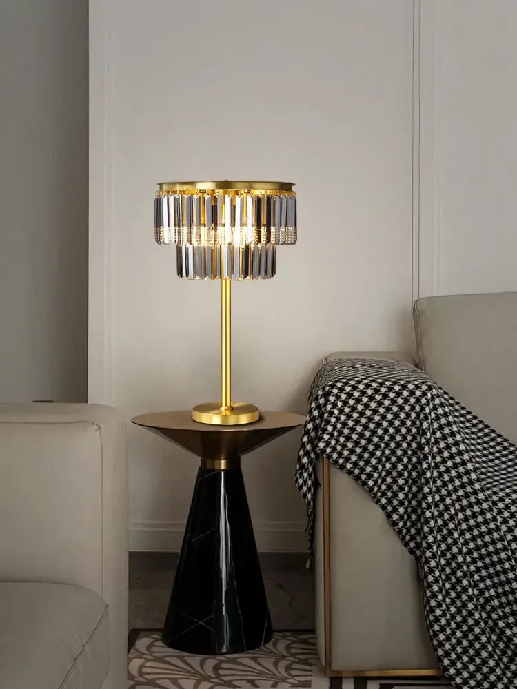 Gold Brass Crystal Floor Lamp