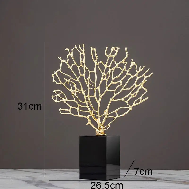 Gold Coral Crystal Sculpture
