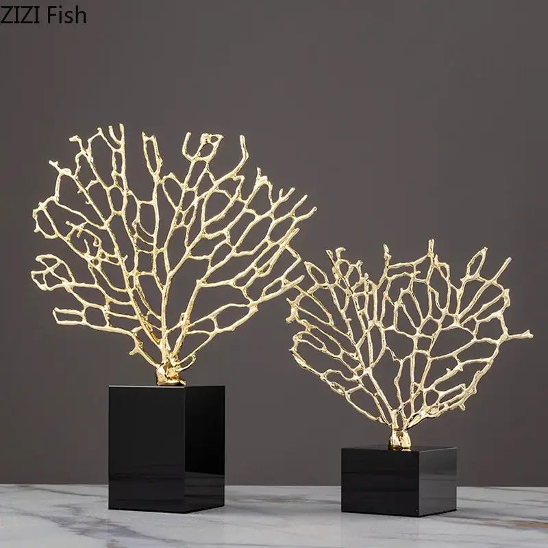 Gold Coral Crystal Sculpture