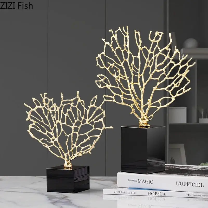Gold Coral Crystal Sculpture