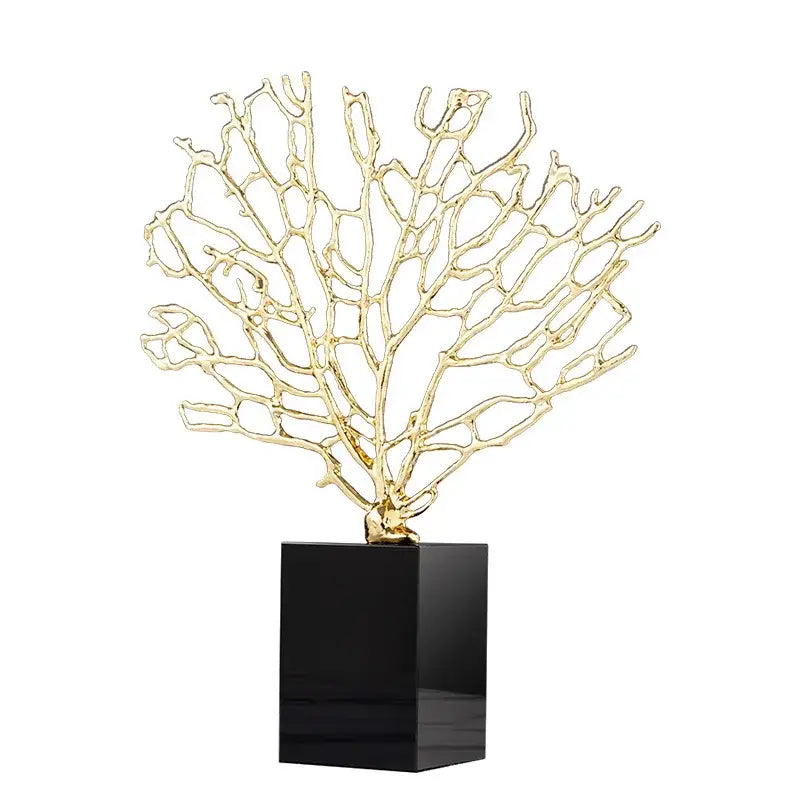 Gold Coral Crystal Sculpture