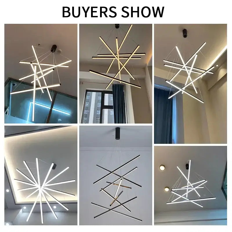 Black Aluminum LED Chandelier 9-Head