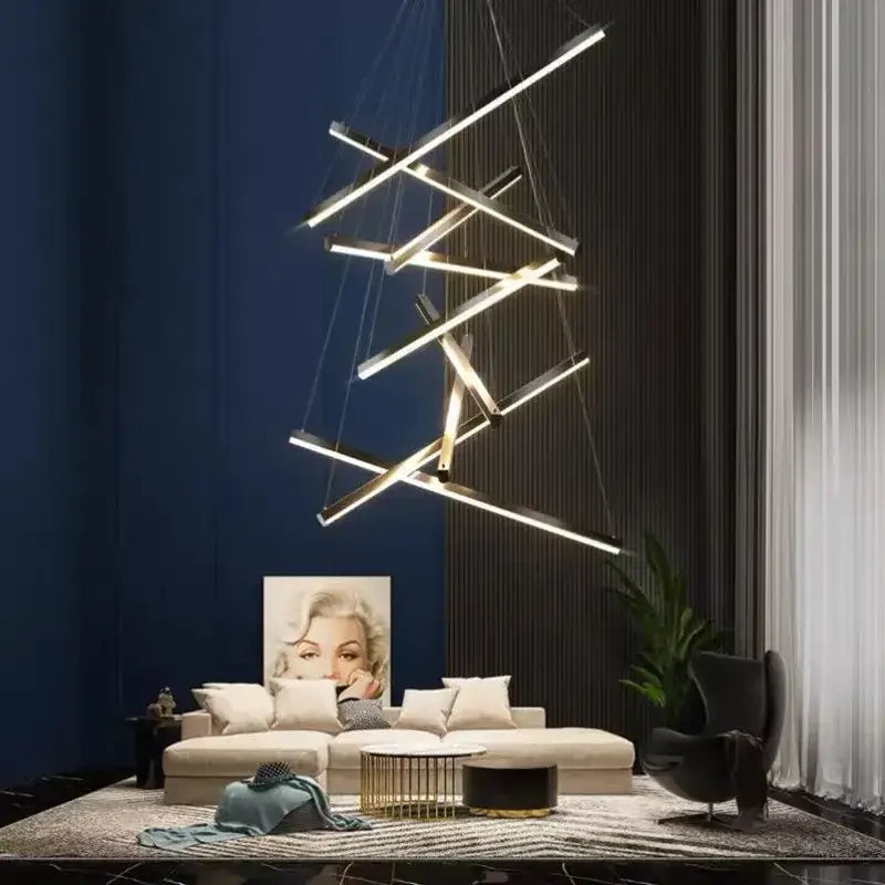 Black Aluminum LED Chandelier 9-Head