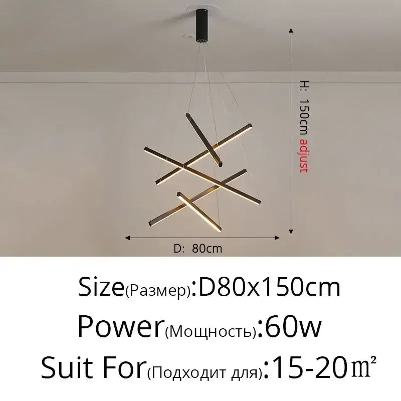 Black Aluminum LED Chandelier 9-Head