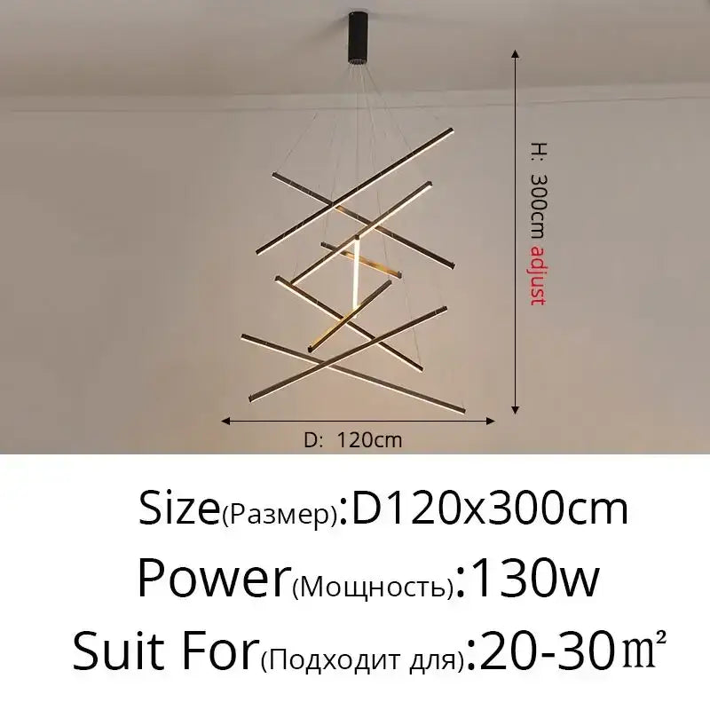 Black Aluminum LED Chandelier 9-Head