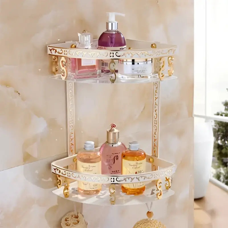 Gold Two-Tier Bathroom Shelf