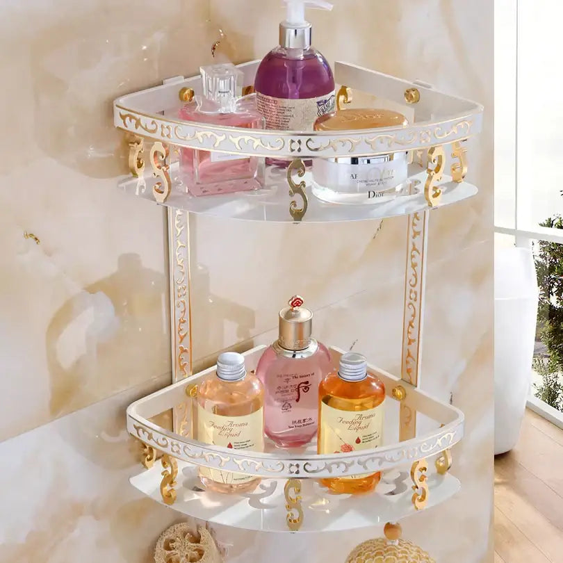 Gold Two-Tier Bathroom Shelf