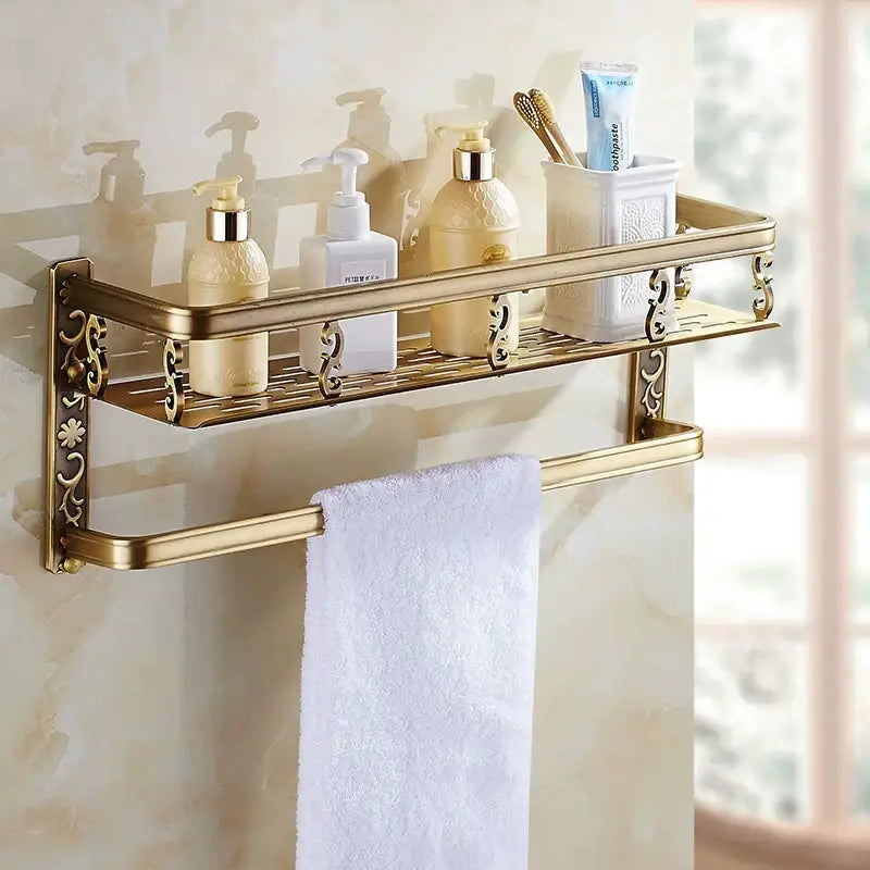 Gold Two-Tier Bathroom Shelf