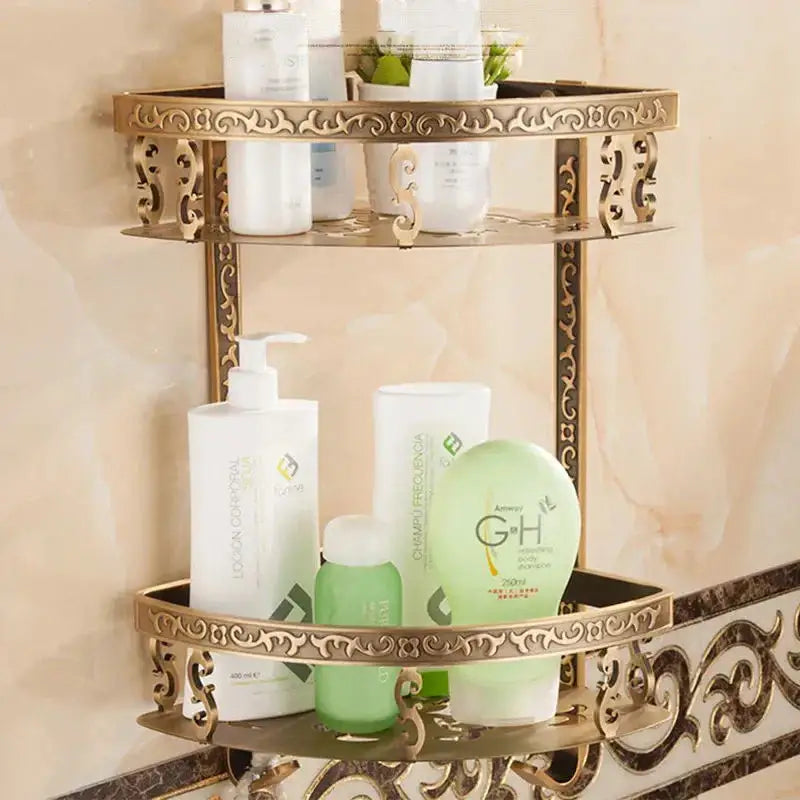 Gold Two-Tier Bathroom Shelf
