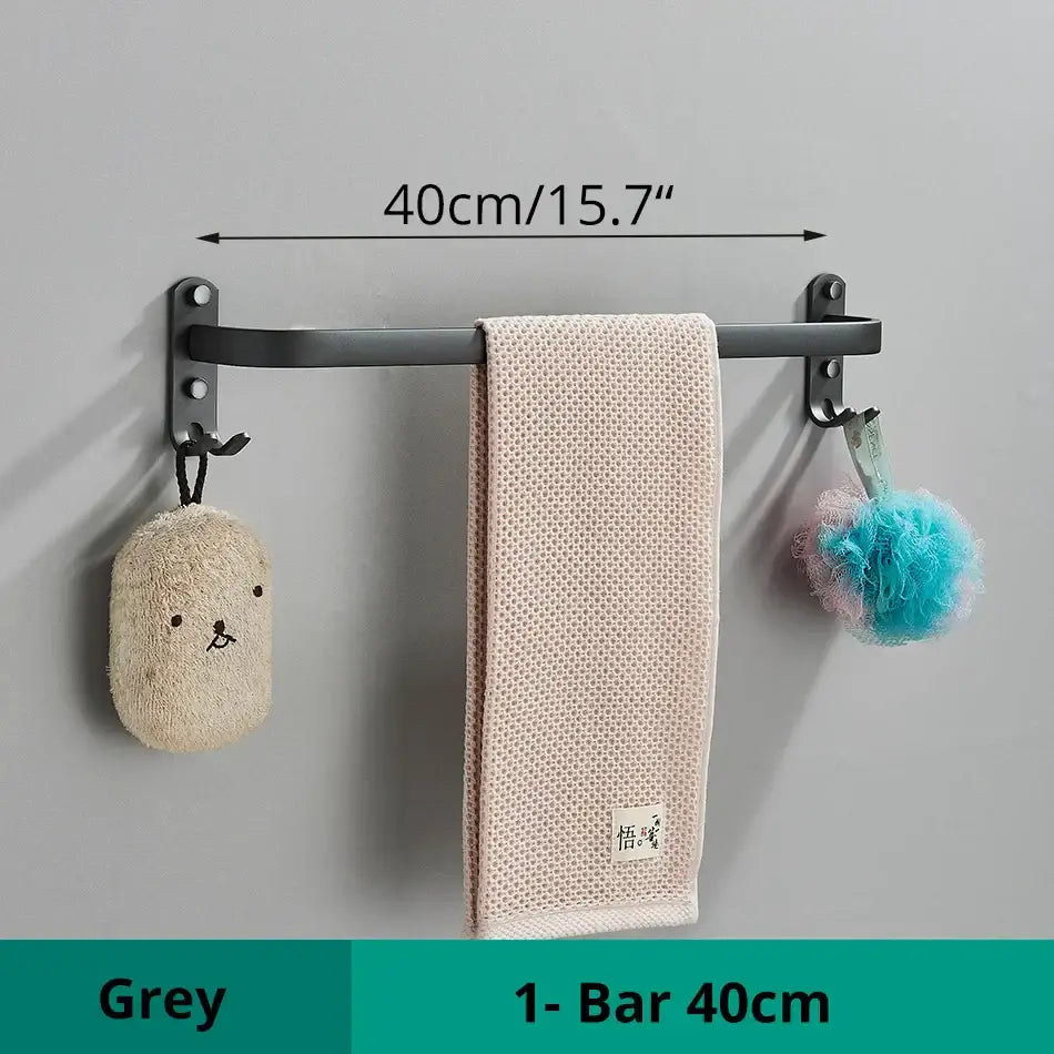 Black Aluminum Triple-Tier Towel Rack 50cm