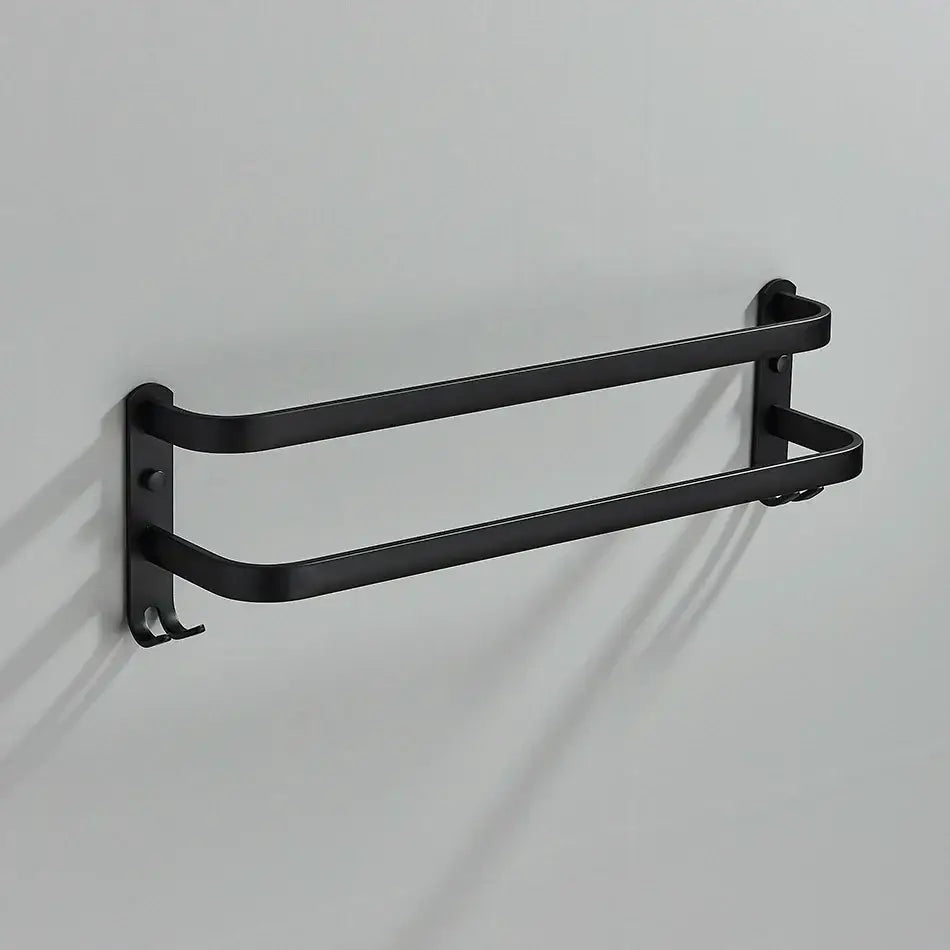Black Aluminum Triple-Tier Towel Rack 50cm