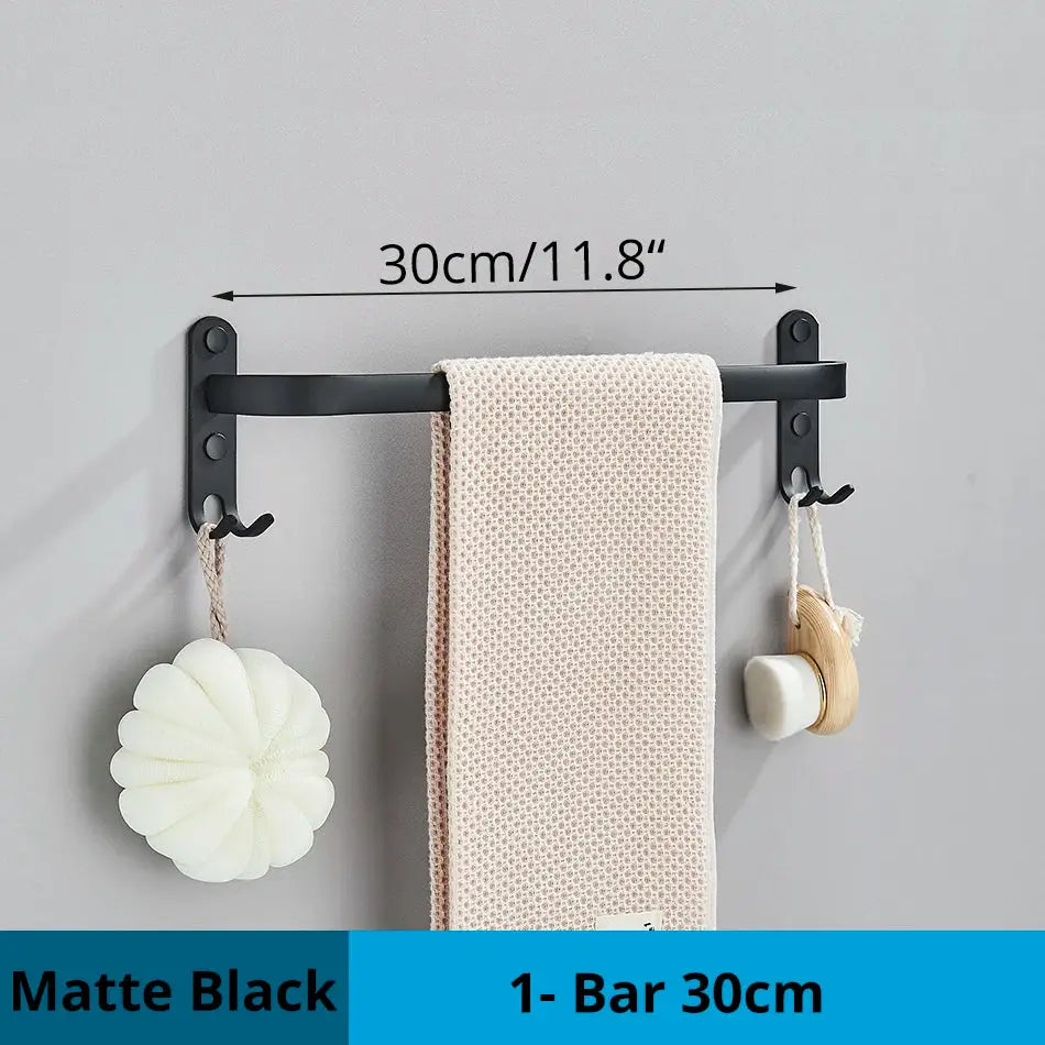 Black Aluminum Triple-Tier Towel Rack 50cm
