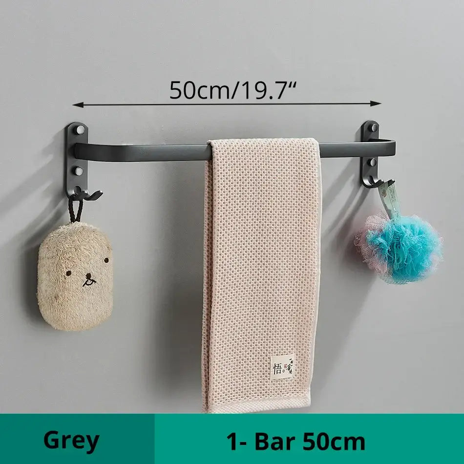 Black Aluminum Triple-Tier Towel Rack 50cm
