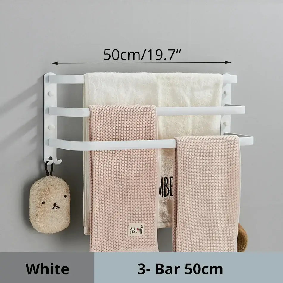 Black Aluminum Triple-Tier Towel Rack 50cm