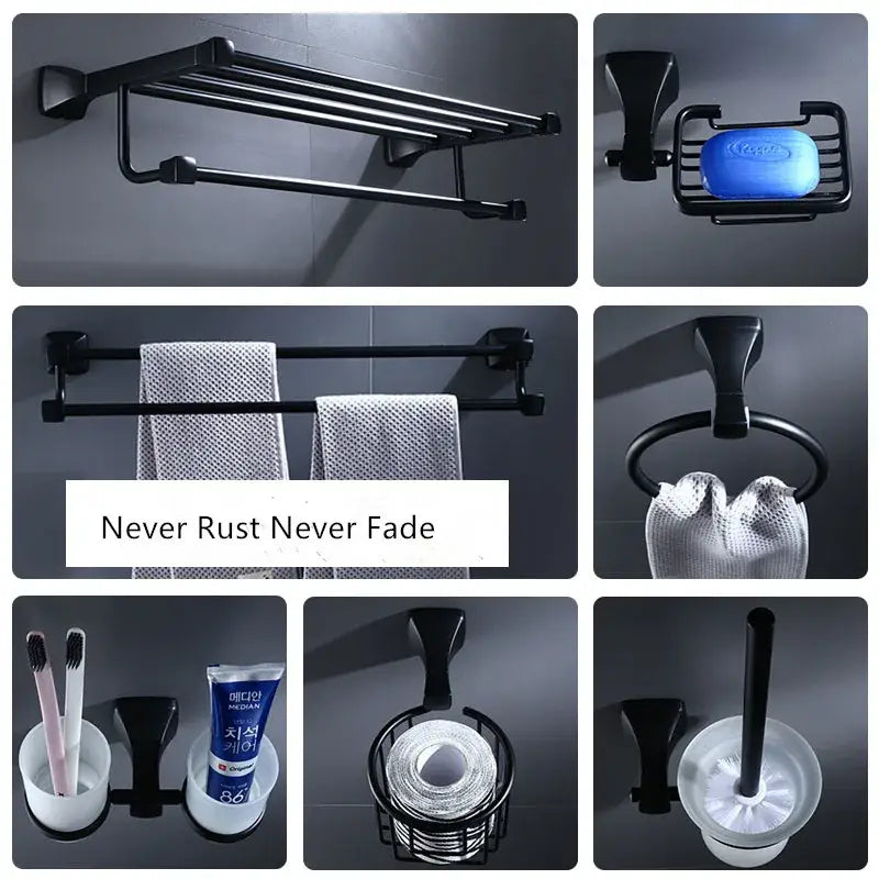 Black Aluminum Bathroom Set
