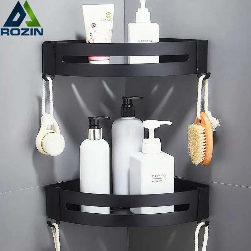 Black Aluminum Corner Basket