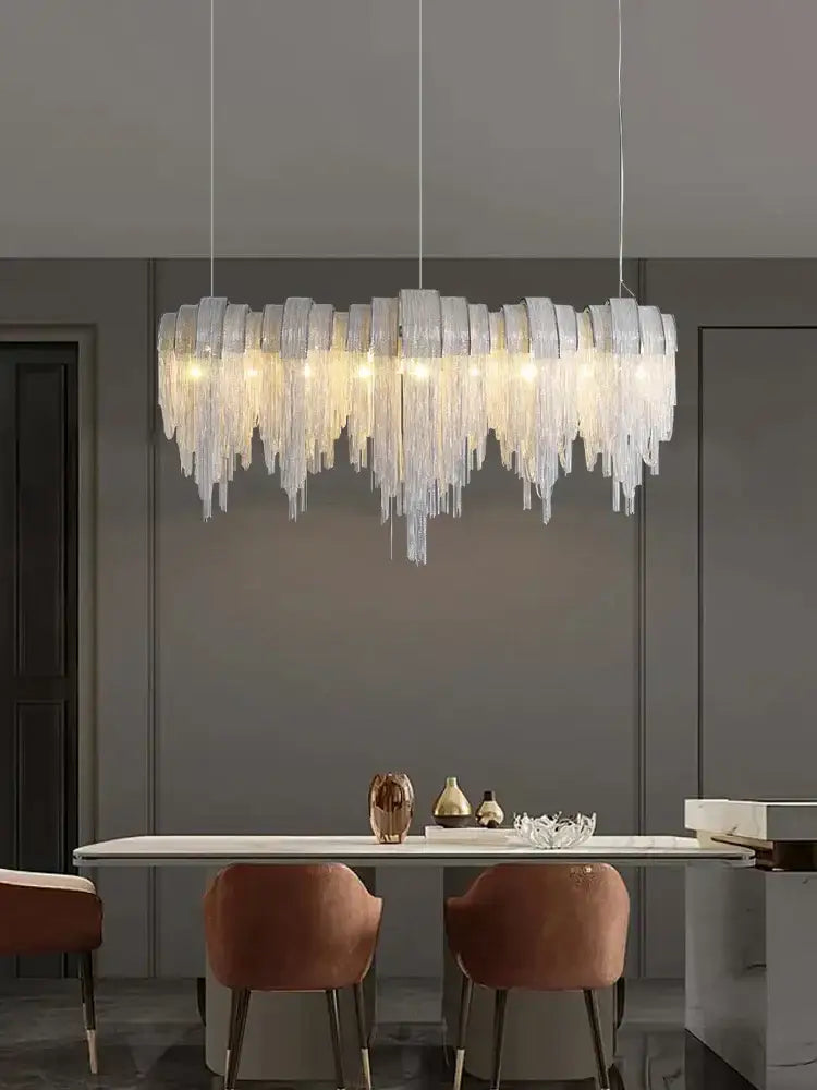 Aluminum Chain Glass Chandelier